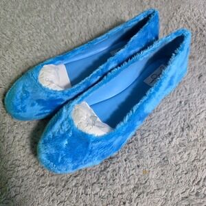 Jessica Simpson Fuzzy Blue‎ Ballet Flats Cookie Monster Shoes Women Size 6.5 NEW